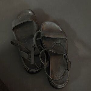 Ecco Black Textured Sandals